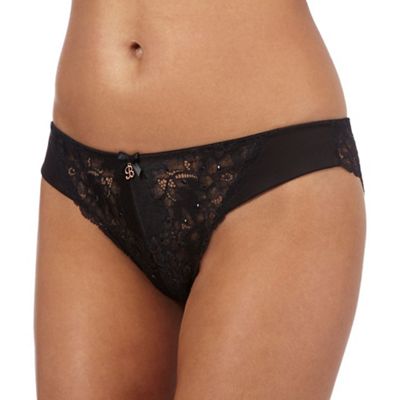 B by Ted Baker Black lace diamante detail Brazilian briefs